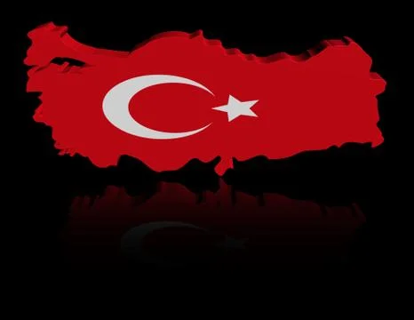 Turkey map flag with reflection illustration Stock Illustration