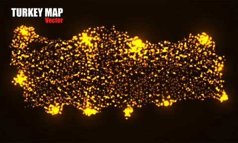 Turkey map with glowing particles. Luminous background. Vector illustration Stock Illustration