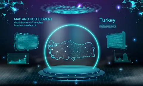 Turkey map light connecting effect background. abstract digital technology .. Stock Illustration