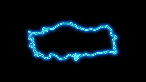 Turkey Map Outline Neon Lights Stock Footage 332850780