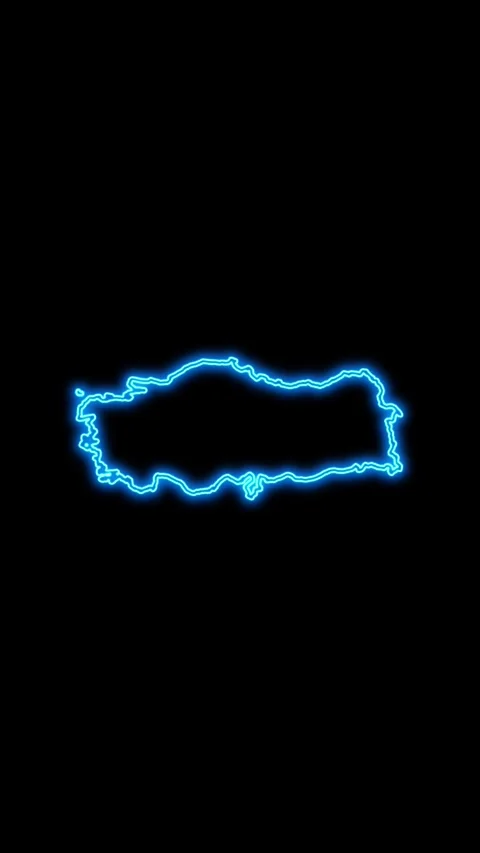 Turkey Map Outline Neon Lights Video stock 333057651