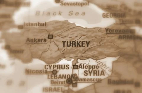 Turkey on a map Stock Photos