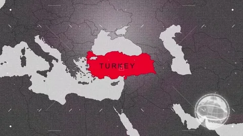 Turkey Map Red and Gray with Effects Stock Footage 343328708