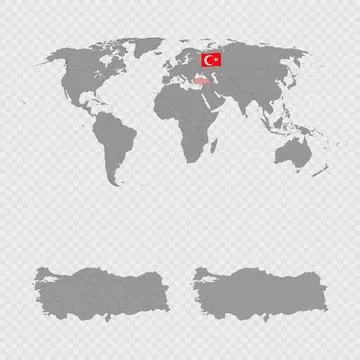 Turkey Map Set with World Location. Stock Illustration