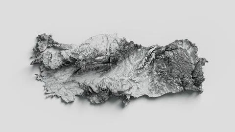 Turkey Map Shaded relief map 3d illustration Stockillustratie