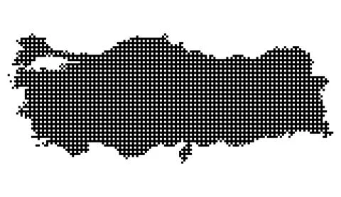 Turkey map silhouette made with black halftone dot pattern on white background イラスト素材