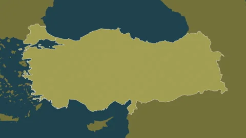 Turkey map - solid. Border. Pattern. Labels Video stock 322807550