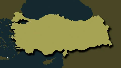 Turkey map - solid. Shadow. Pattern. Labels Video stock 322809417