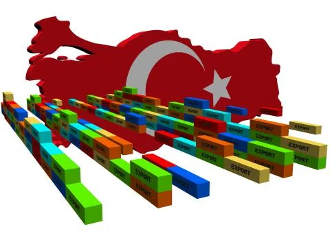 Turkey map with stacks of export containers illustration Illustrazione stock