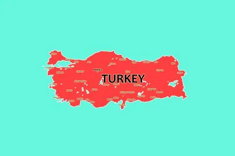 Turkey map. Studying the map of the world Stock Illustration
