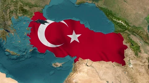 Turkey map with waving flag Stock Footage 294126495