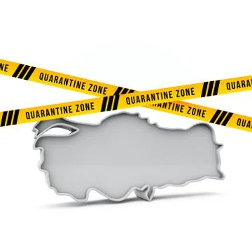 Turkey map with yellow quarantine warning security tape. 3D Render イラスト素材