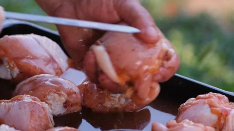 Turkey meat for barbecue Stock Footage 247366183