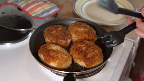 Turkey meat cutlets are prepared in the home kitchen Stock Footage 154557578