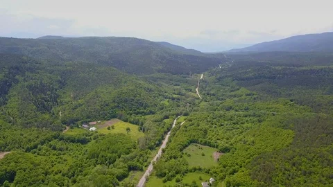 Turkey, Mengen, forests, path, greenery, mountain in distance, drone, oe01 스톡 동영상 116827728