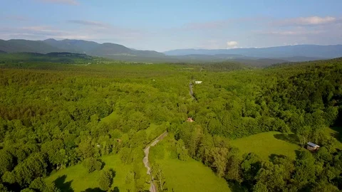 Turkey, Mengen, forests, path, greenery, mountain in distance, drone, oe01 Stock Footage 116827792