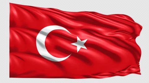 Turkey national flag with alpha matte Stock Footage 222759549