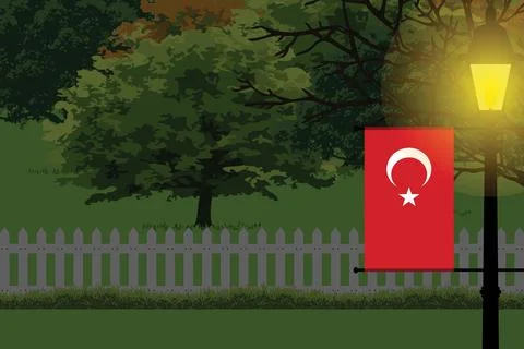 Turkey Night Trees Lamp Vector Illustration Stock Illustration