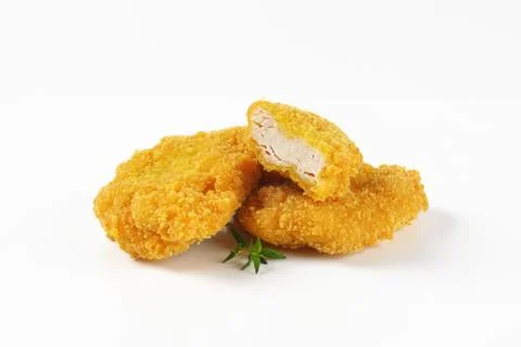 Turkey nuggets on white background Foto stock