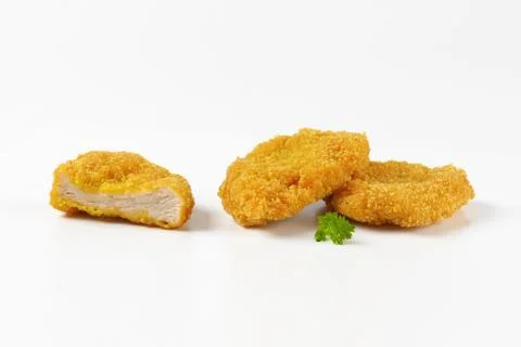 Turkey nuggets on white background Stock Photos
