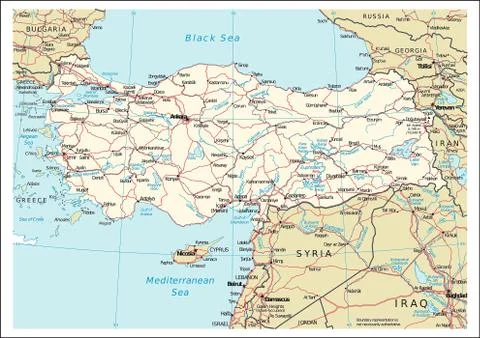 Turkey physiography map Stock Illustration
