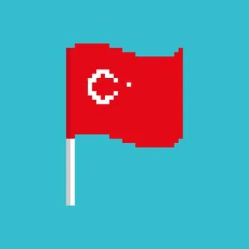 Turkey Pixel flag. Pixelated banner Turkish. political bit icon. Vector illus Stock Illustration