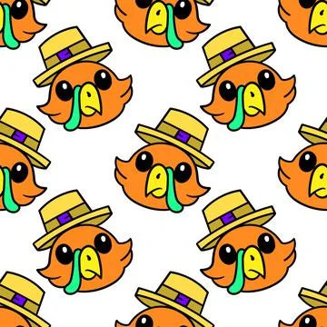 Turkey poultry head seamless pattern textile print. repeat pattern background Stockillustratie