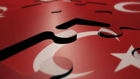 Turkey puzzle flag 3d render Stock Illustration