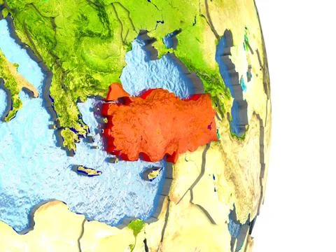 Turkey in red on Earth Stock Illustration