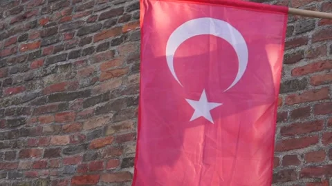 Turkey red flag Stock Footage 140213700