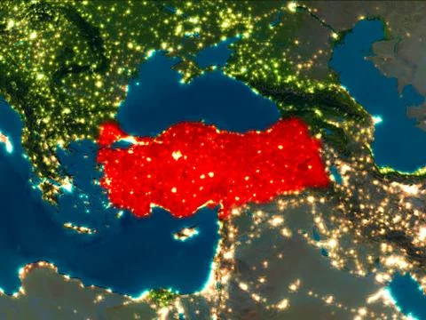 Turkey in red at night Stock-Illustration