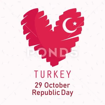 Turkey republic day, flag shaped heart drawing style card ~ Clip Art  #140159699