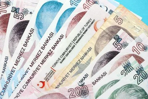 Turkey residence permit card document and turkish liras money bills banknotes Stock Photos