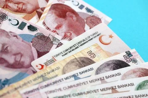 Turkey residence permit card document and turkish liras money bills banknotes Stock Photos