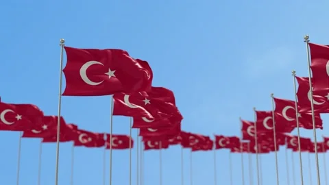 Turkey Row Of Flags Animation Видео 148800498