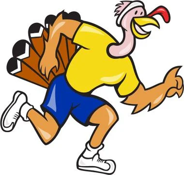Turkey run runner side cartoon Stock Illustration