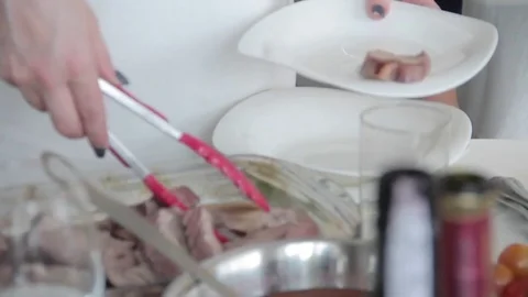 Turkey in sauce with cherries Stock Footage 70473893