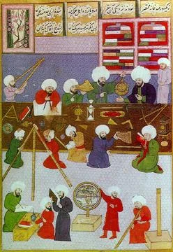 Turkey: Scholars at work Work in the observatorium of Taqi al-Din, late 1... Stock Photos