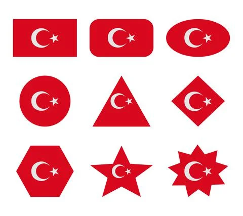 Turkey set of flags with geometric shapes Stock Illustration