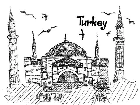 Turkey simple sketch of the temple of Sofia in Istanbul Stock Illustration