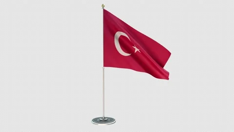 Turkey Small Flag Pole Loops With Alpha Video stock 162678483