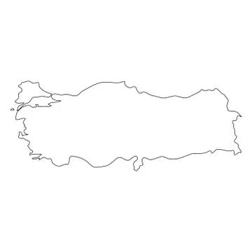 Turkey - solid black outline border map of country area. Simple flat vector Stock Illustration