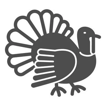 Turkey solid icon, poultry concept, turkey cock bird vector sign on white Illustration