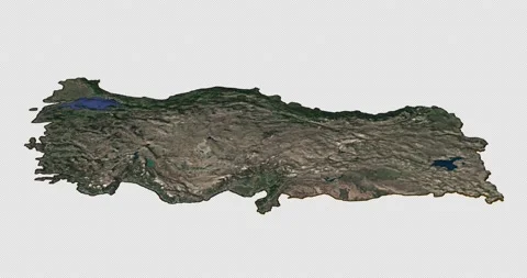 Turkey south to north map with 3d relief 4K satellite ground height Stock Footage 218620517