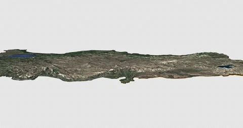 Turkey south to north map with 3d relief 4K satellite ground low height Stock Footage 218620659