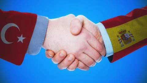 Turkey - Spain / Handshake Concept Stock Illustration