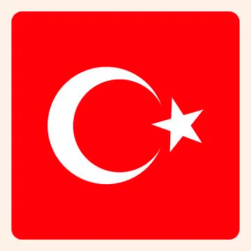 Turkey square flag button, social media communication sign, business icon. Stock Illustration
