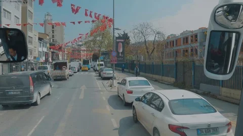 Turkey. Stanbul August 2019 bus Ride. View from the bus Airport city. Route Stock Footage 118283896