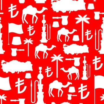 Turkey symbols seamless pattern. Turkish national ornament. State traditional Stock Illustration