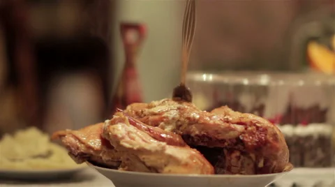 Turkey on the table Stock Footage 58753409